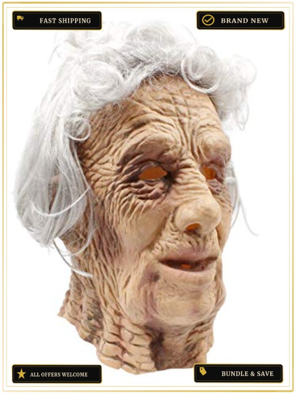 Latex Old Man Wrinkle Face Mask Realistic Halloween Costume Accessory